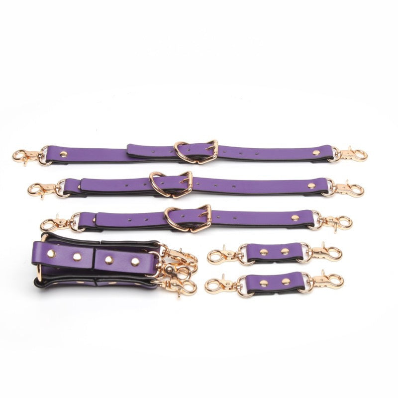 Gothic Belt Choker Bracelet Set - Black-and-Purple gothic jewelry product view 2 | Blackyyds