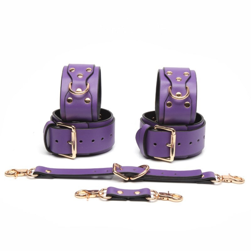 Gothic Belt Choker Bracelet Set - Black-and-Purple gothic necklace detail shot | Blackyyds