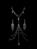 Gothic Blue Crystal Pendant - with Body Chain - gothic choker | Blackyyds