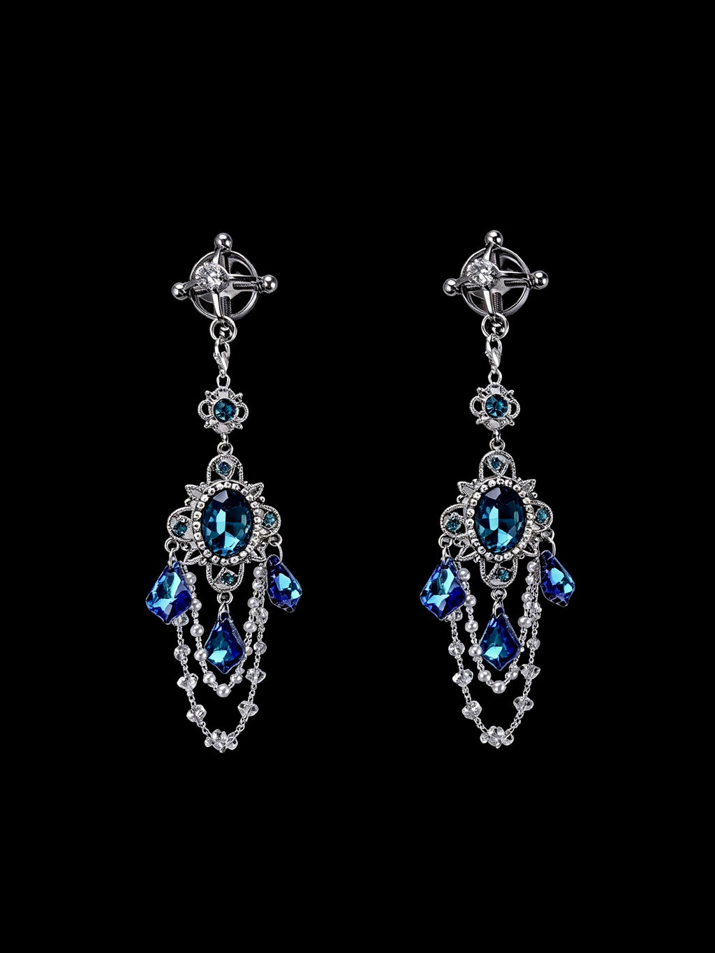 Gothic Blue Crystal Pendant - with Body Chain waist chain product view 4 | Blackyyds