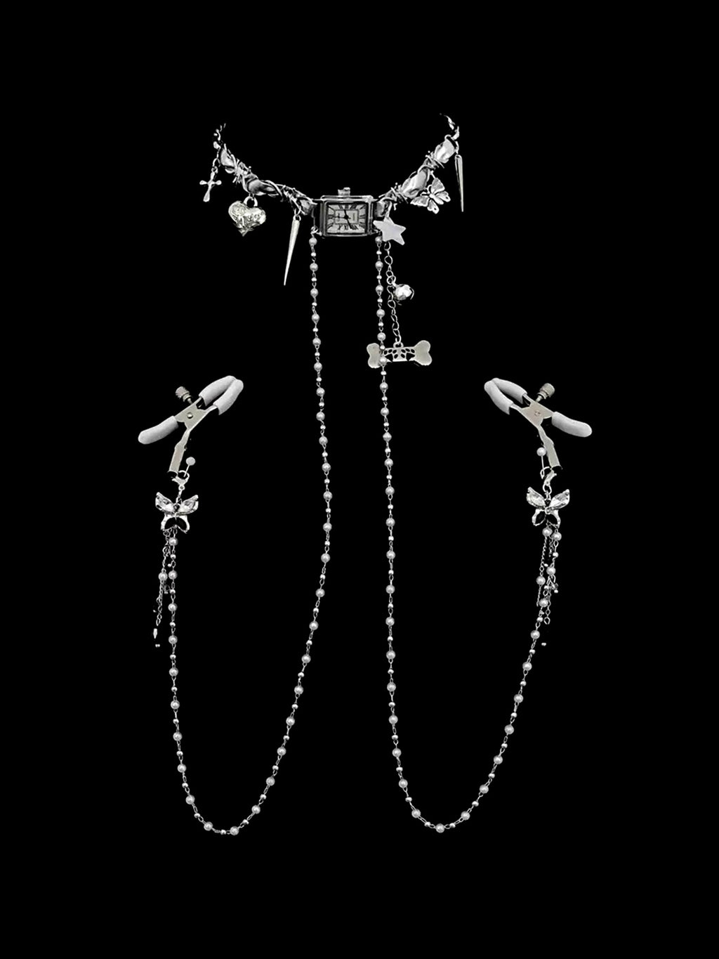 Gothic Bone Butterfly Choker - with Body Chain | Blackyyds