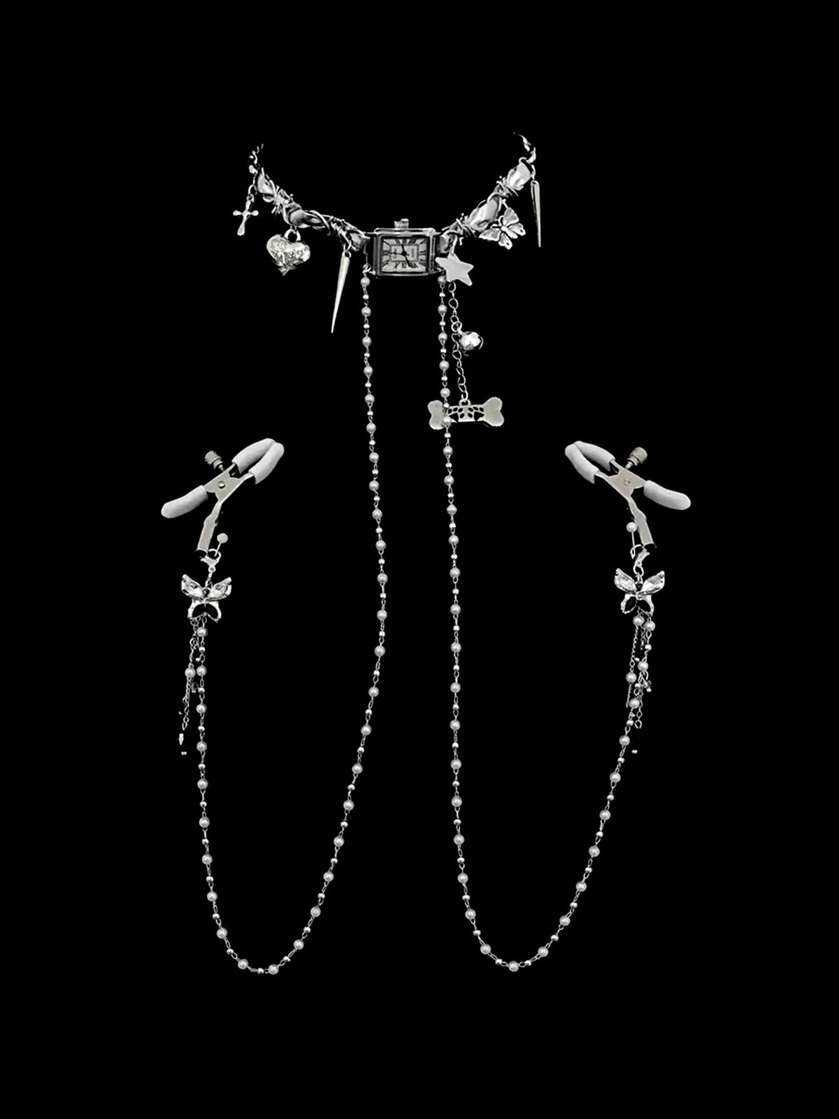 Gothic Bone Butterfly Choker - with Body Chain | Blackyyds
