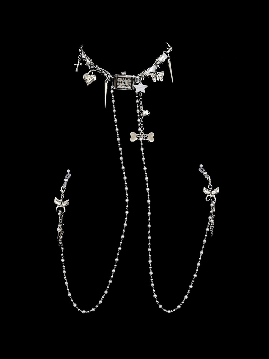 Gothic Bone Butterfly Choker - with Body Chain product view 2 | Blackyyds