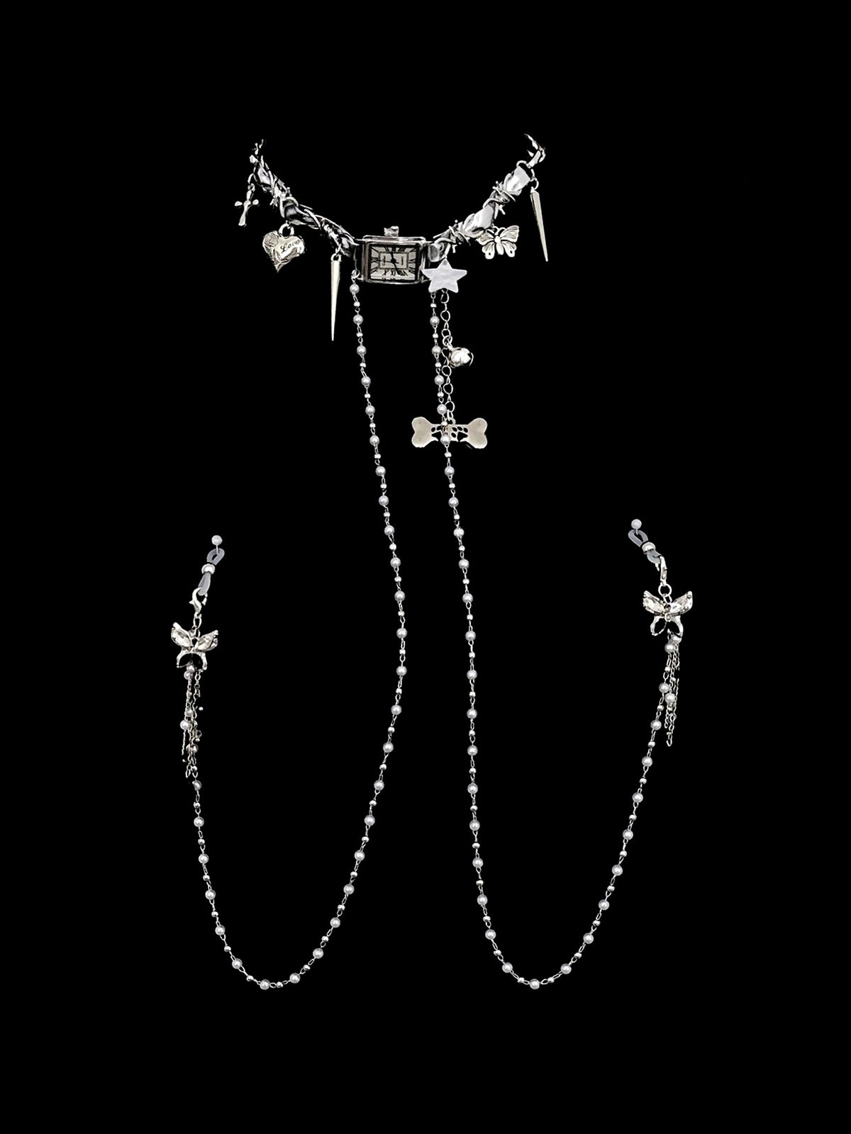 Gothic Bone Butterfly Choker - with Body Chain product view 2 | Blackyyds