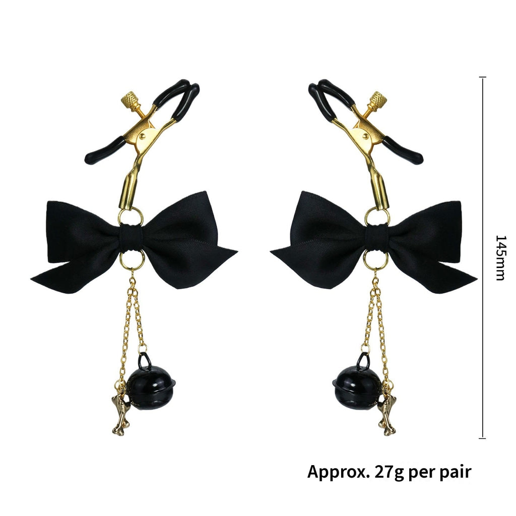 Gothic Bow Bell Bone Pendant - Multi-Color Clip Attachment angle view | Blackyyds