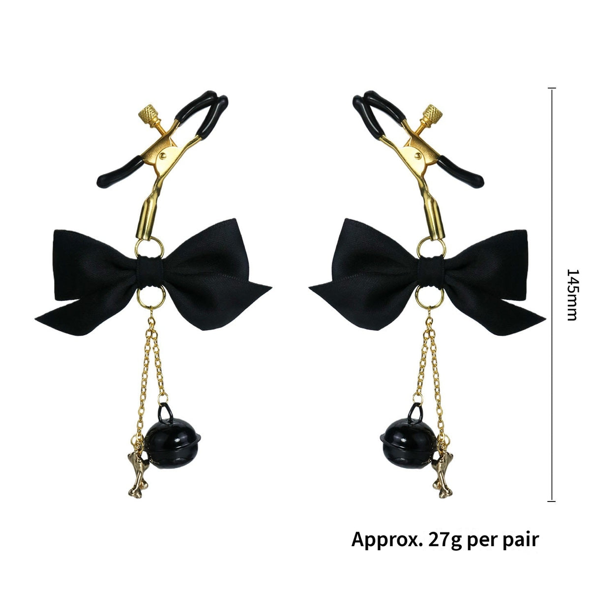 Gothic Bow Bell Bone Pendant - Multi-Color Clip Attachment angle view | Blackyyds