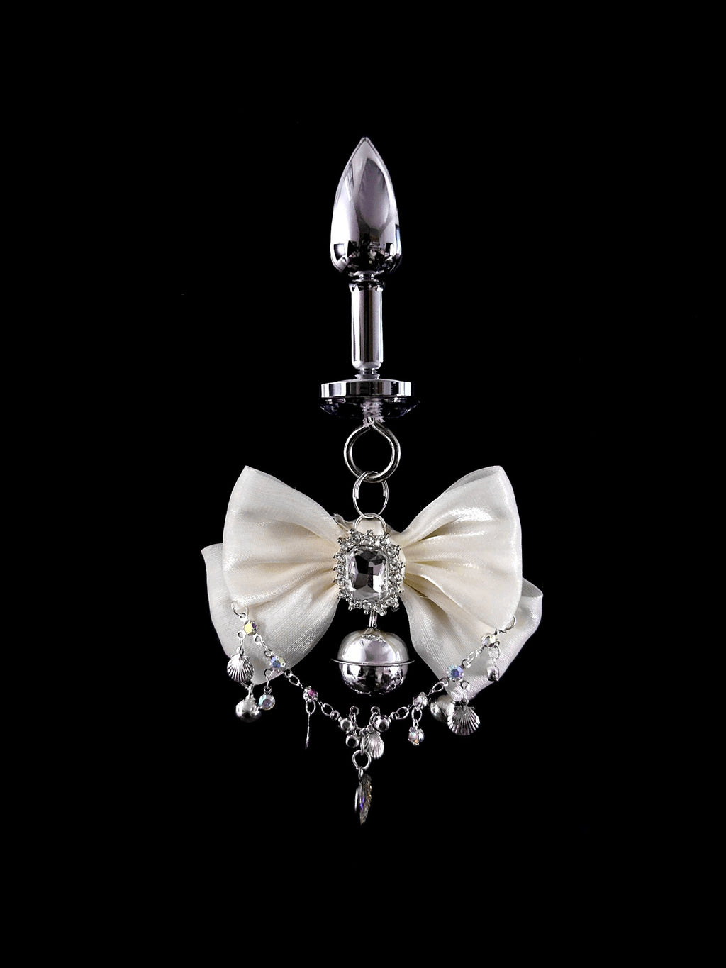 Gothic Bow Bell Choker - Rhinestone with Body Chain waist chain product view 4 | Blackyyds