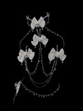 Gothic Bow Bell Choker - Satin with Body Chain | Blackyyds
