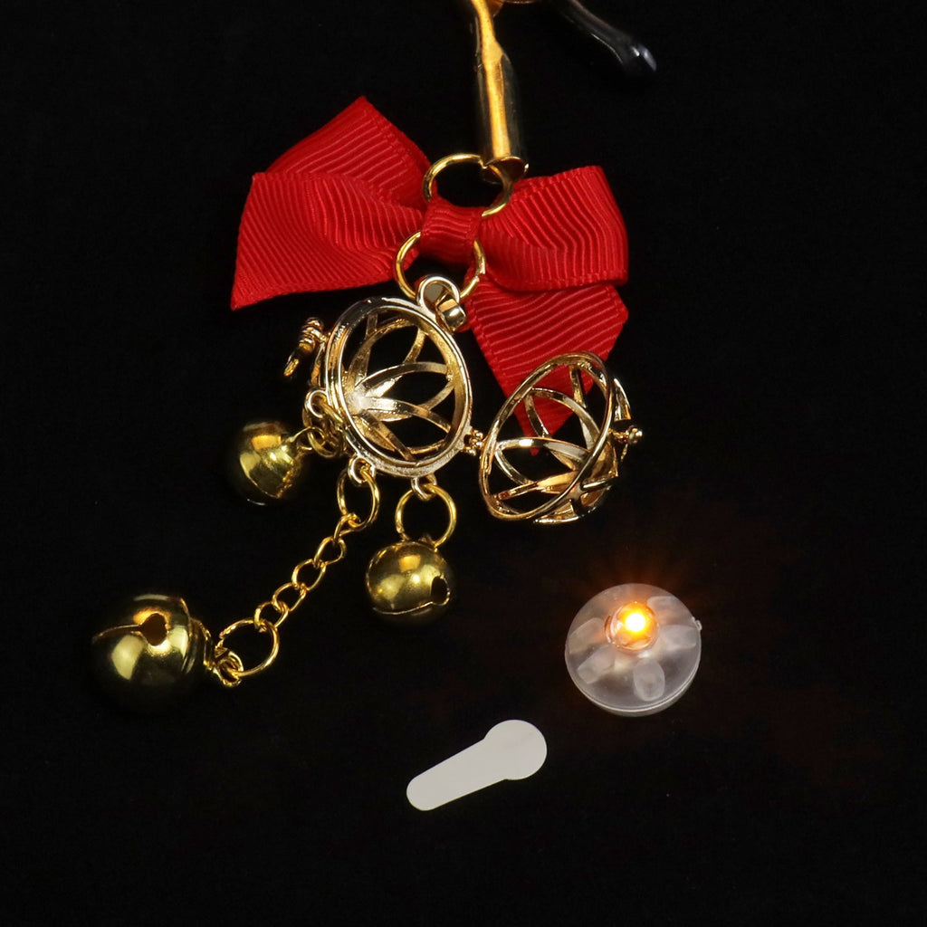 Gothic Bow Bell Pendant - Multi-Color Clip Attachment angle view | Blackyyds