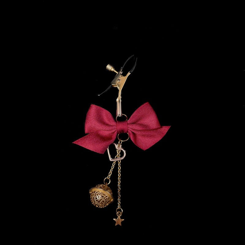 Gothic Bow Bell Pendant - Multi-Color Clip Attachment close-up detail | Blackyyds