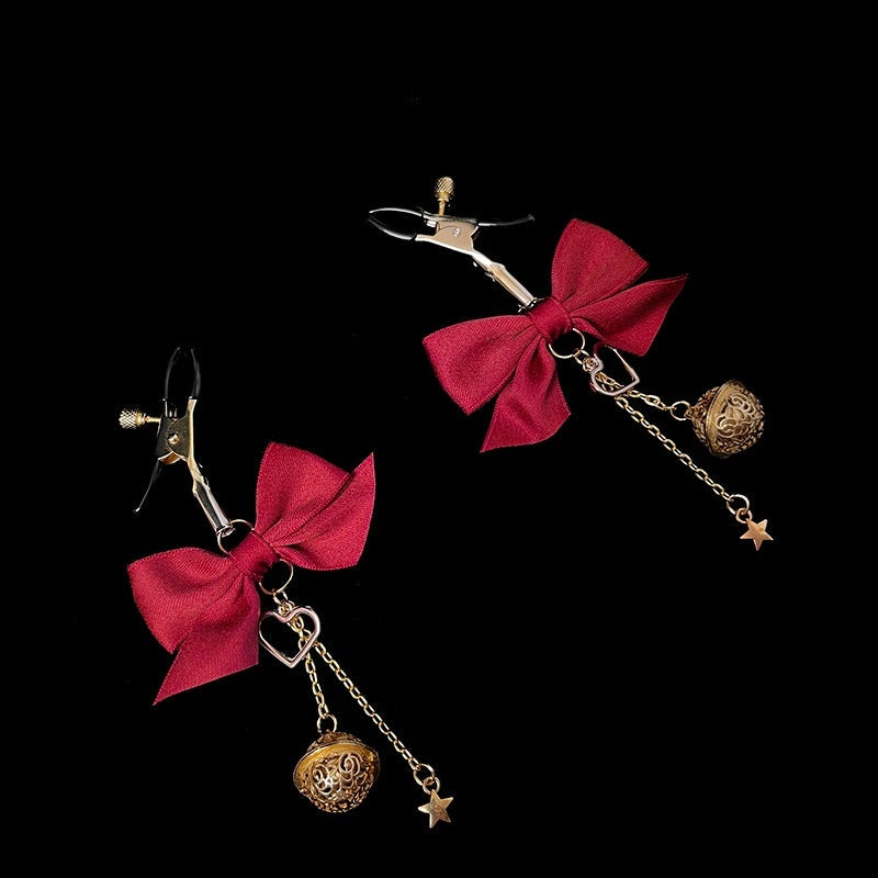 Gothic Bow Bell Pendant - Multi-Color Clip Attachment angle view | Blackyyds