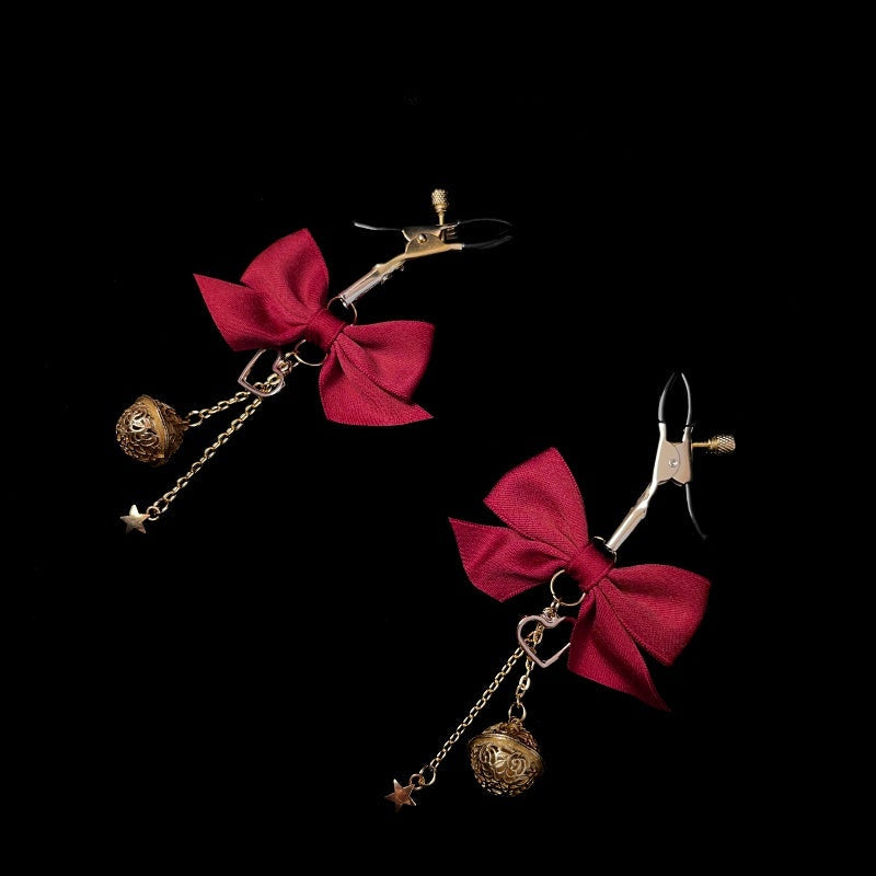 Gothic Bow Bell Pendant - Multi-Color Clip Attachment gothic jewelry detail shot | Blackyyds