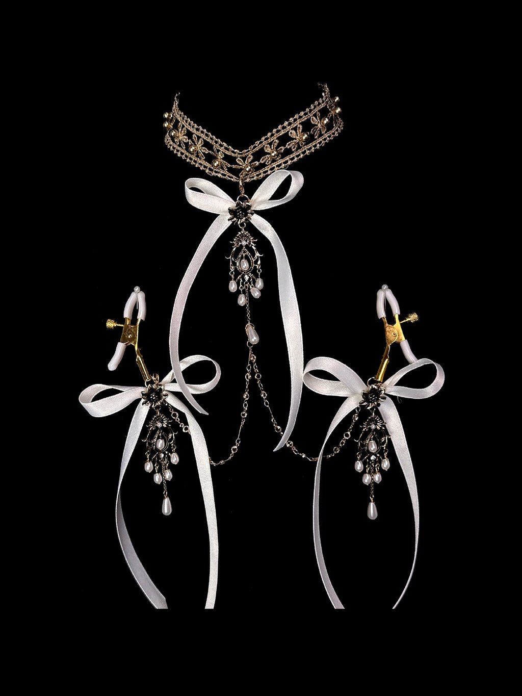 Gothic Bow Choker - with Body Chain | Blackyyds