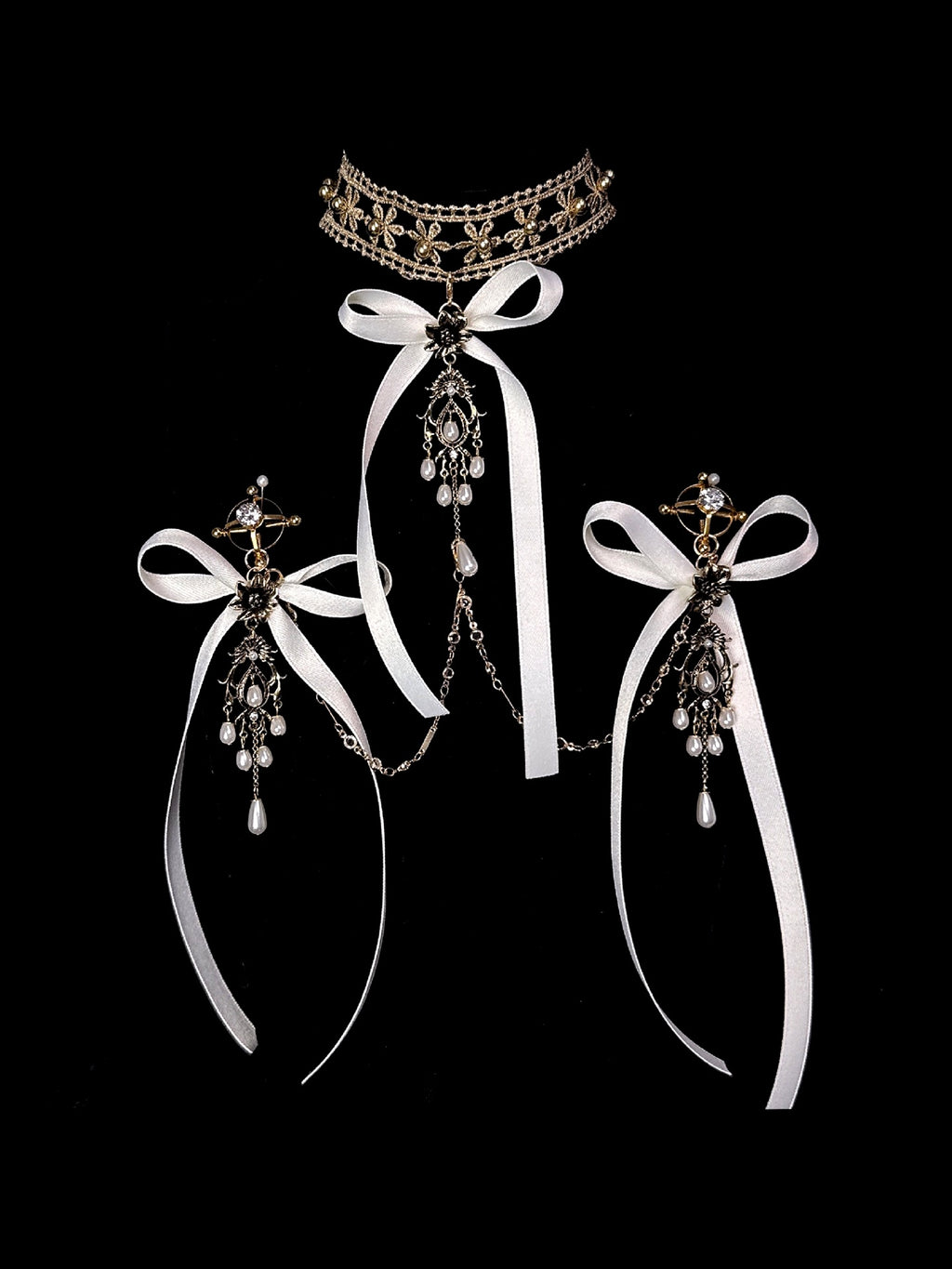 Gothic Bow Choker - with Body Chain product view 2 | Blackyyds