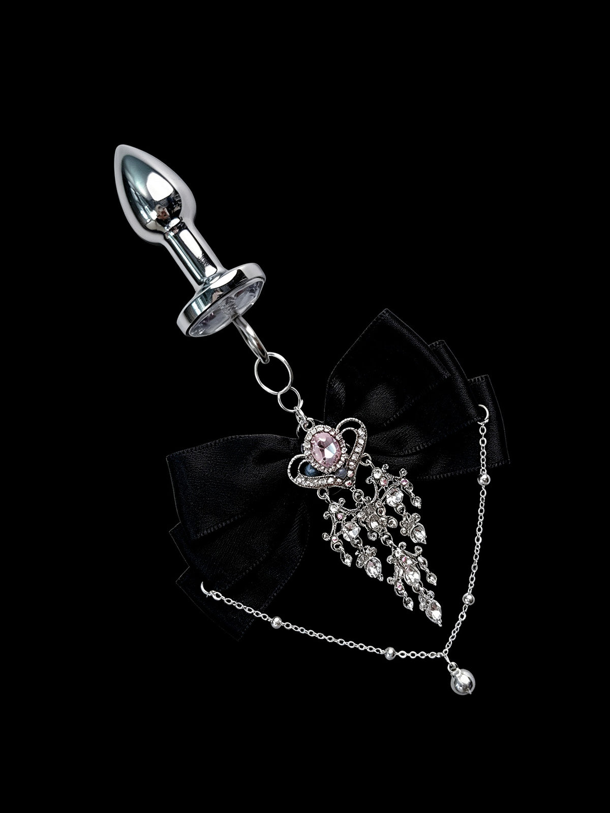 Gothic Bow Choker - Multi-Color Rhinestone with Body Chain — view 1 alternate view 6 | Blackyyds
