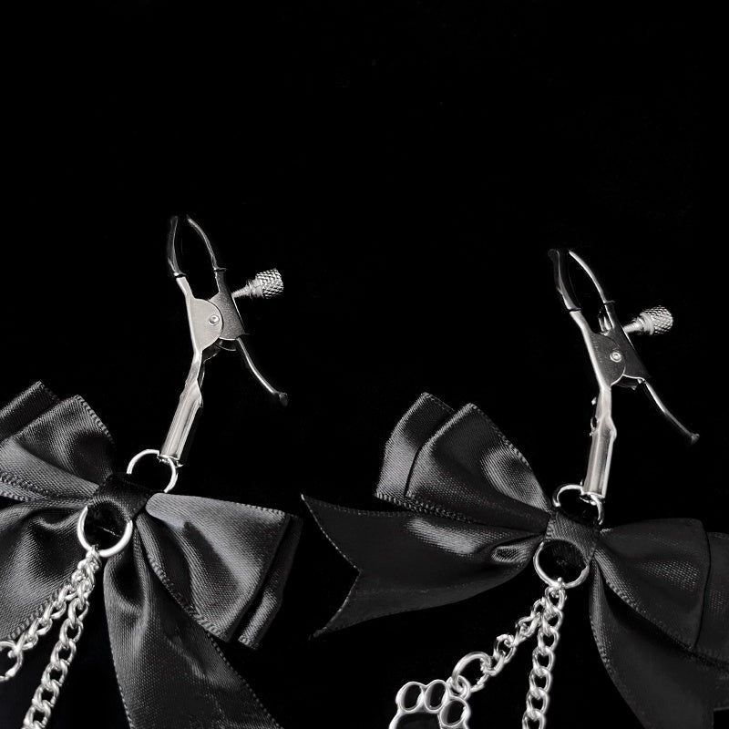 Gothic Bow Paw Tag Bell Pendant - Black gothic jewelry product view 2 | Blackyyds