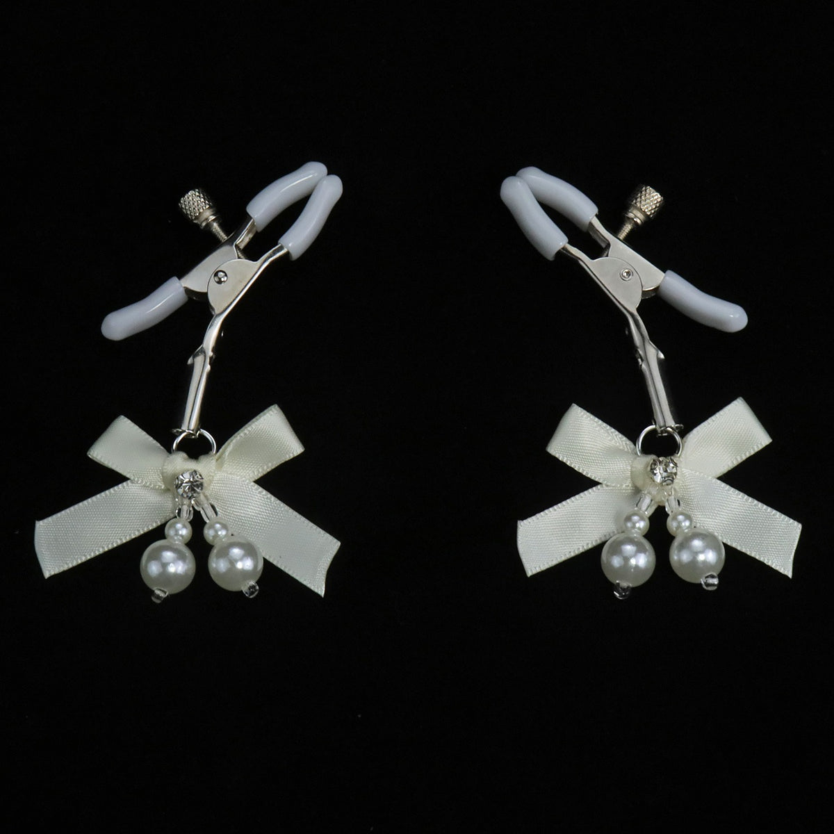 Gothic Bow Pendant - Multi-Color Pearl Clip Attachment gothic jewelry product view 2 | Blackyyds