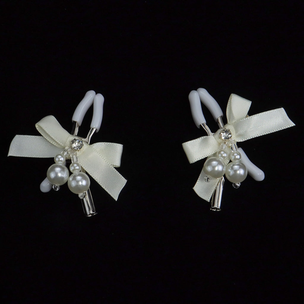 Gothic Bow Pendant - Multi-Color Pearl Clip Attachment gothic jewelry product view 4 | Blackyyds