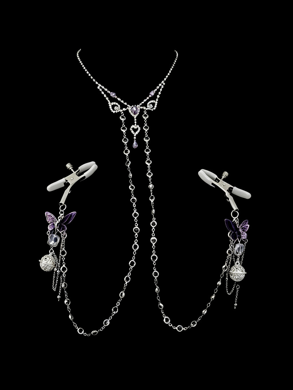 Gothic Butterfly Bell Choker - Zircon with Body Chain — view 1