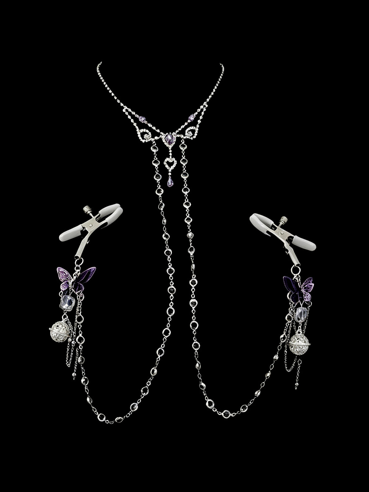 Gothic Butterfly Bell Choker - Zircon with Body Chain — view 1