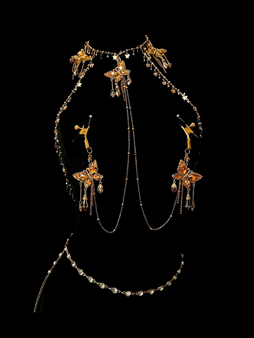 Gothic Butterfly Choker - with Body Chain | Alt Fashion Collar — view 1