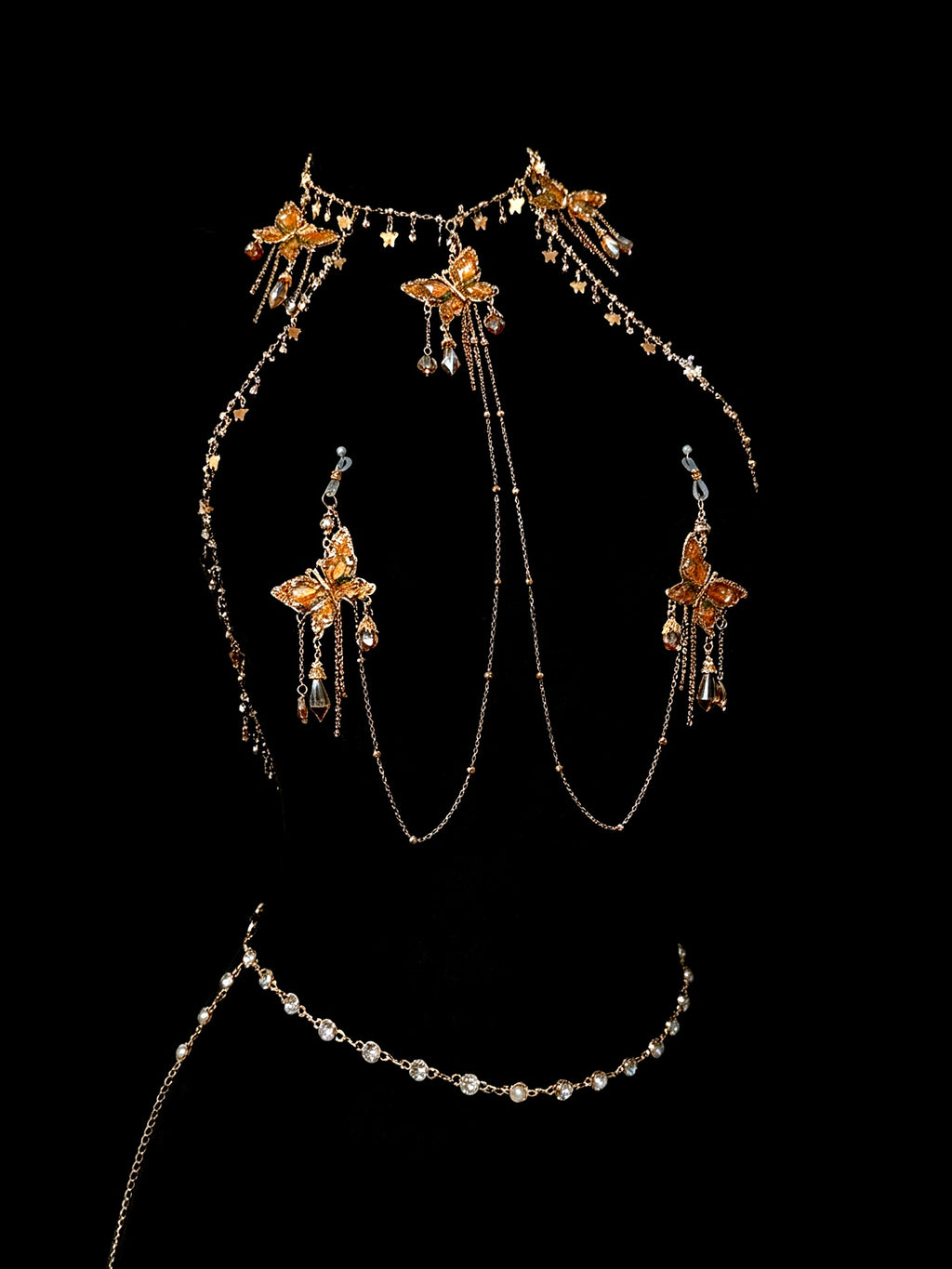 Gothic Butterfly Choker - with Body Chain | Alt Fashion Collar — view 2