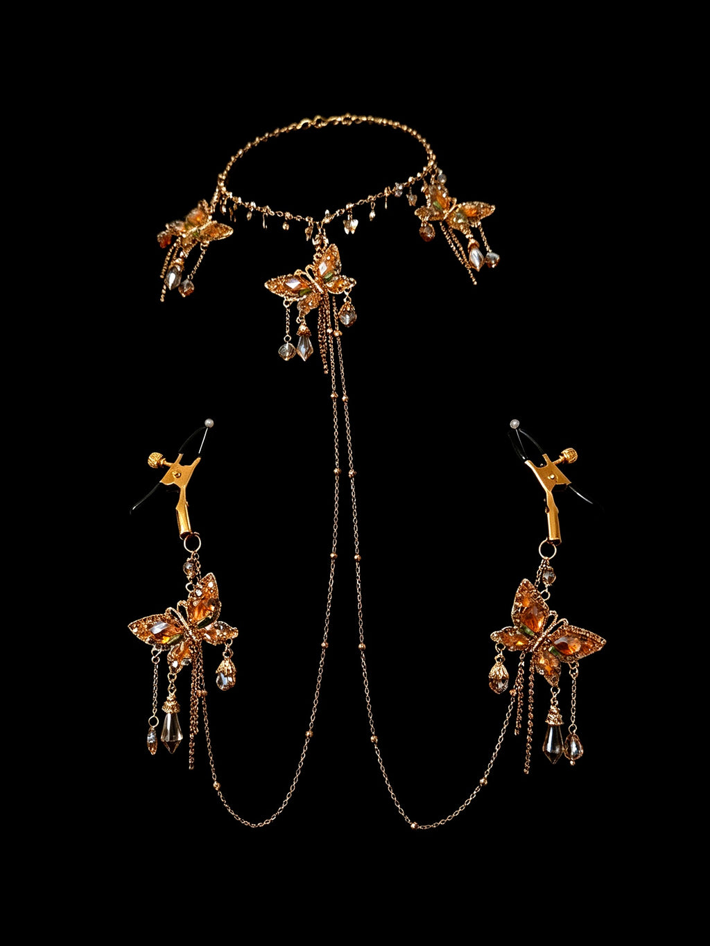 Gothic Butterfly Choker - with Body Chain | Alt Fashion Collar — view 1 alternate view 4 | Blackyyds
