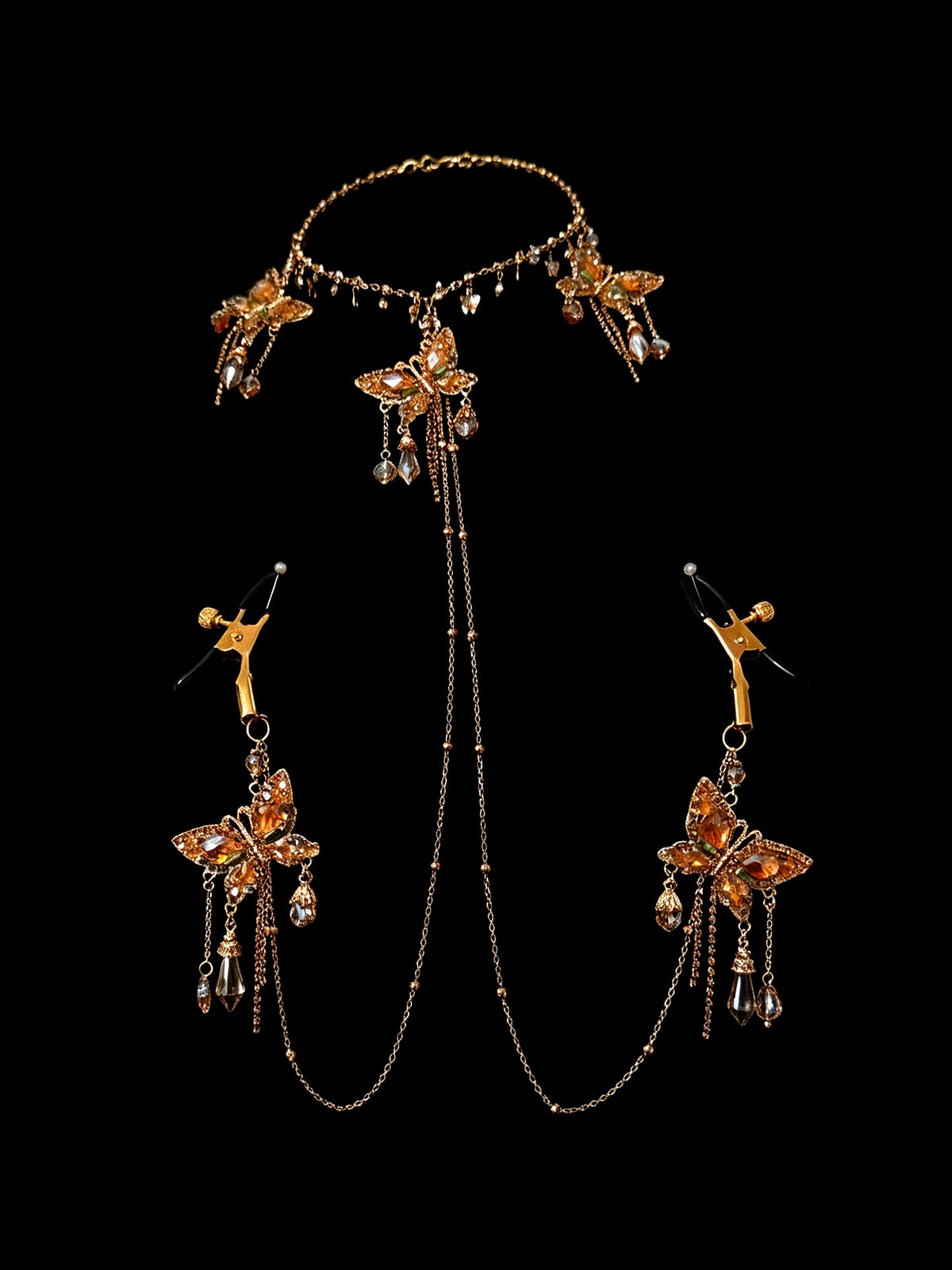 Gothic Butterfly Choker - with Body Chain | Alt Fashion Collar — view 1 alternate view 4 | Blackyyds