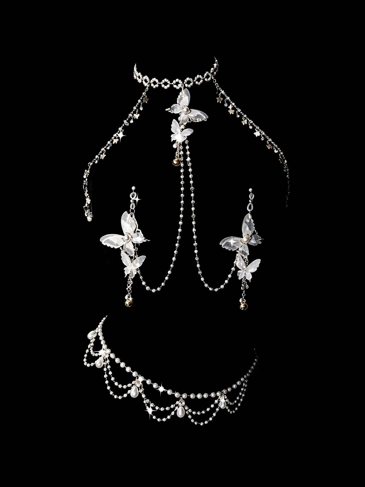 Gothic Butterfly Choker - Rhinestone with Body Chain | Blackyyds