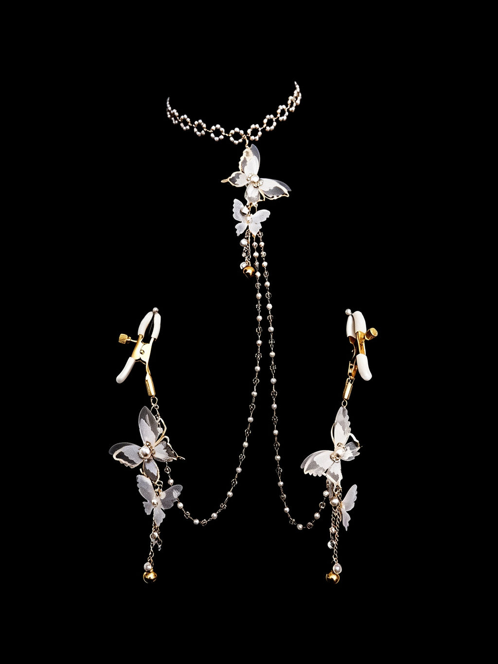 Gothic Butterfly Choker - Rhinestone with Body Chain product view 2 | Blackyyds