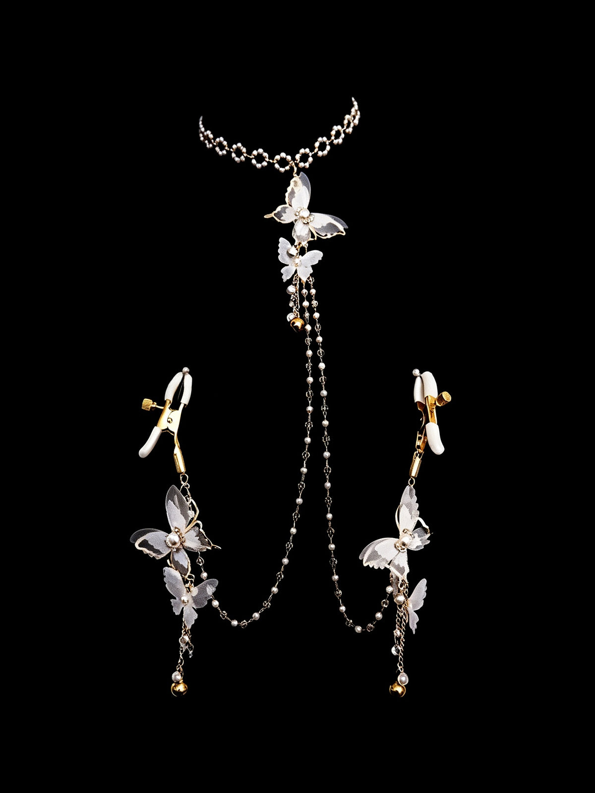 Gothic Butterfly Choker - Rhinestone with Body Chain product view 2 | Blackyyds