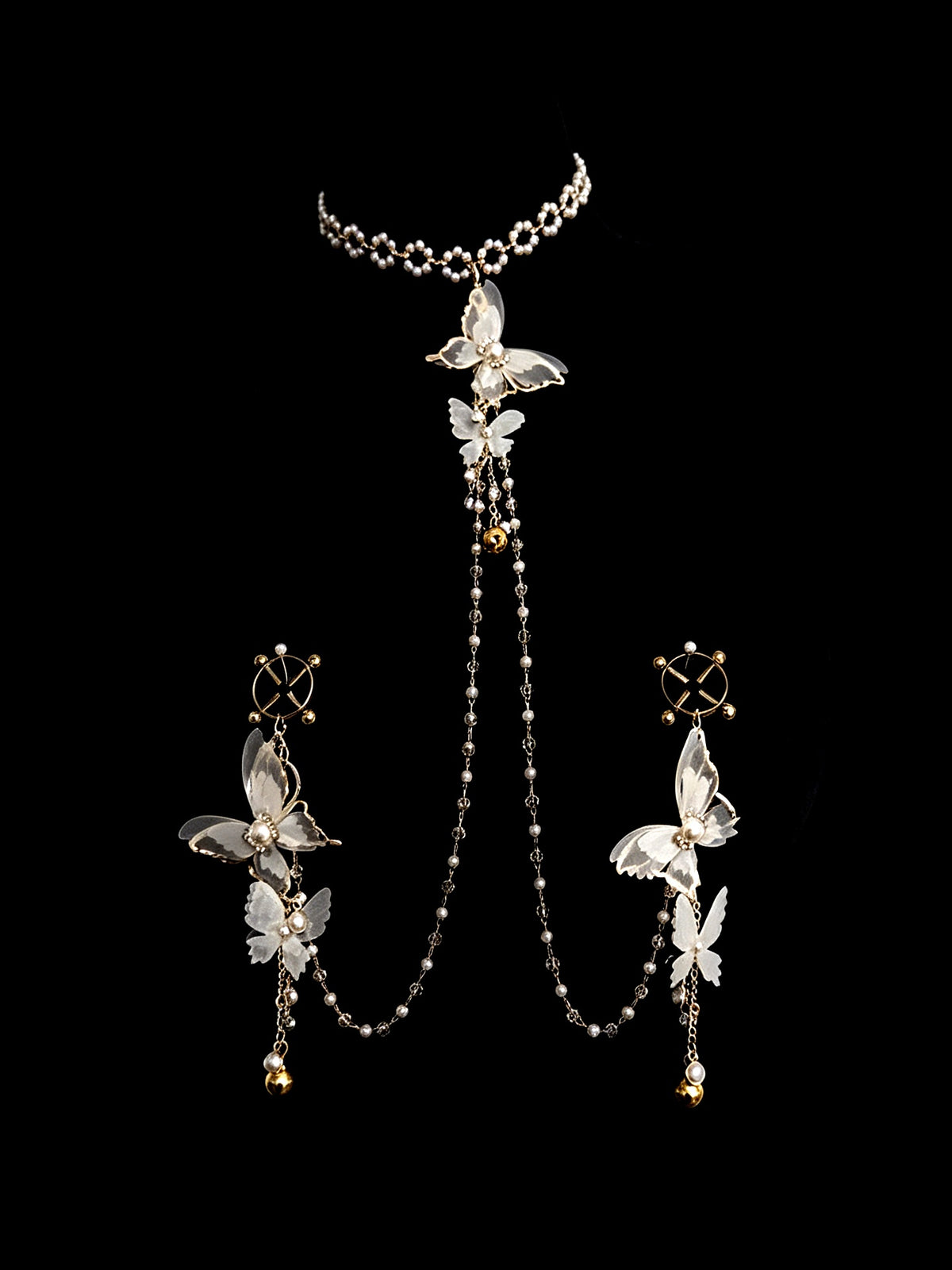 Gothic Butterfly Choker - Rhinestone with Body Chain product view 3 | Blackyyds