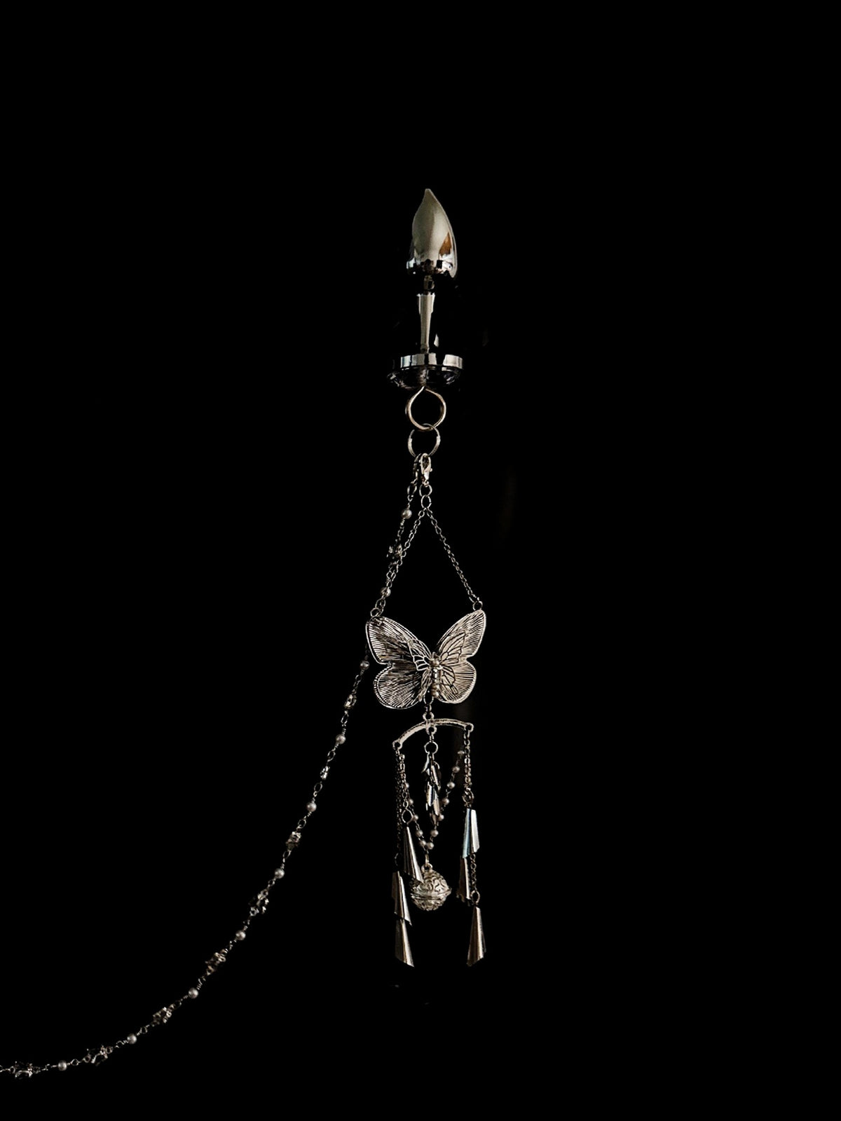 Gothic Butterfly Pendant - Rhinestone with Elastic Body Chain product view 3 | Blackyyds