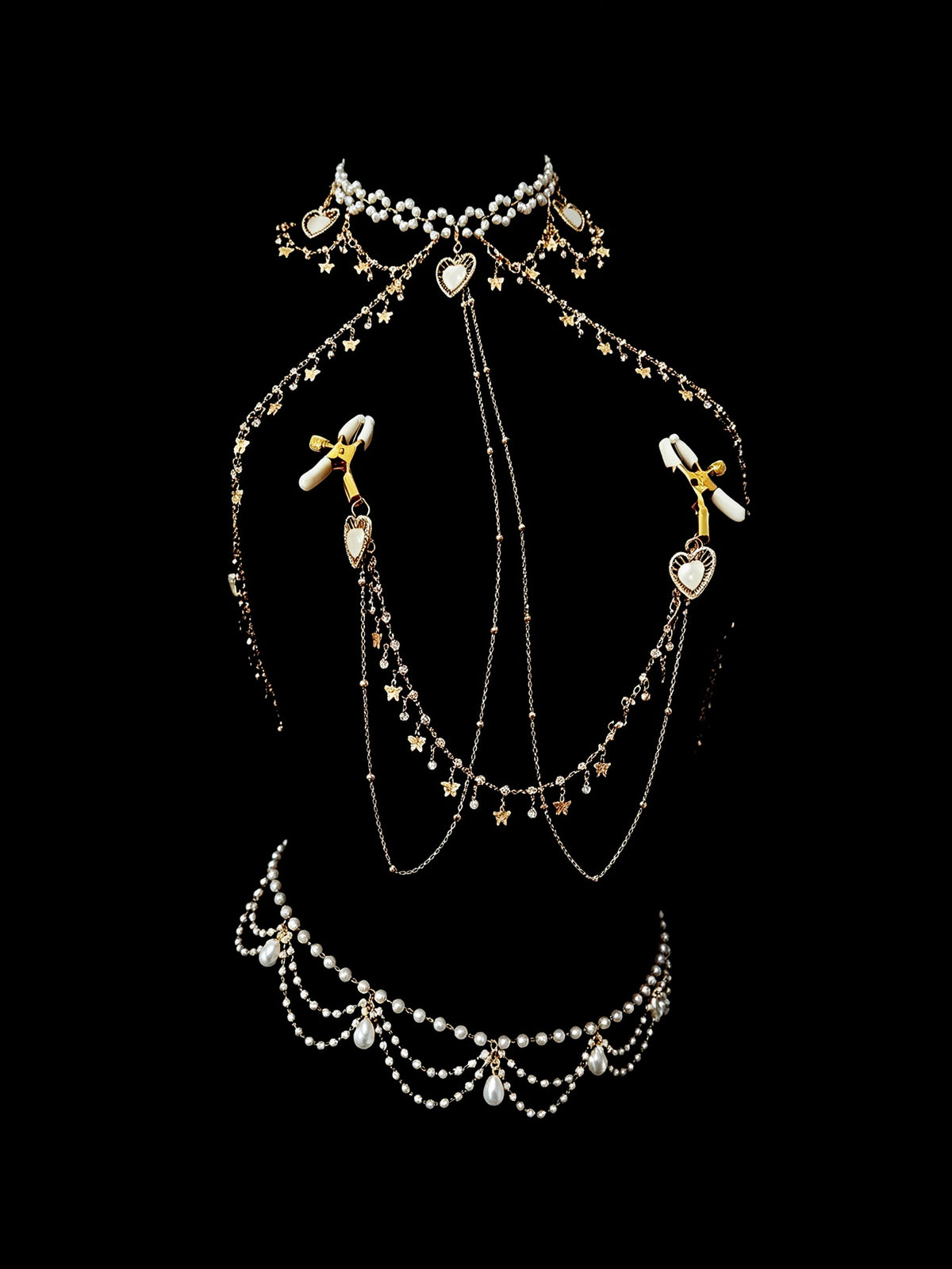 Gothic Butterfly Pendant - Rhinestone with Elastic Body Chain — view 1