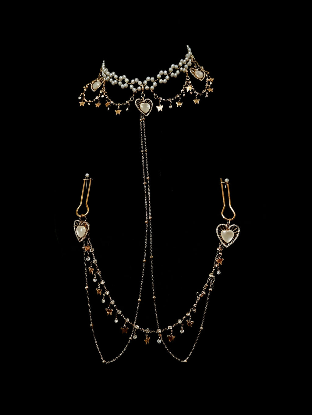 Gothic Butterfly Pendant - Rhinestone with Elastic Body Chain — view 3
