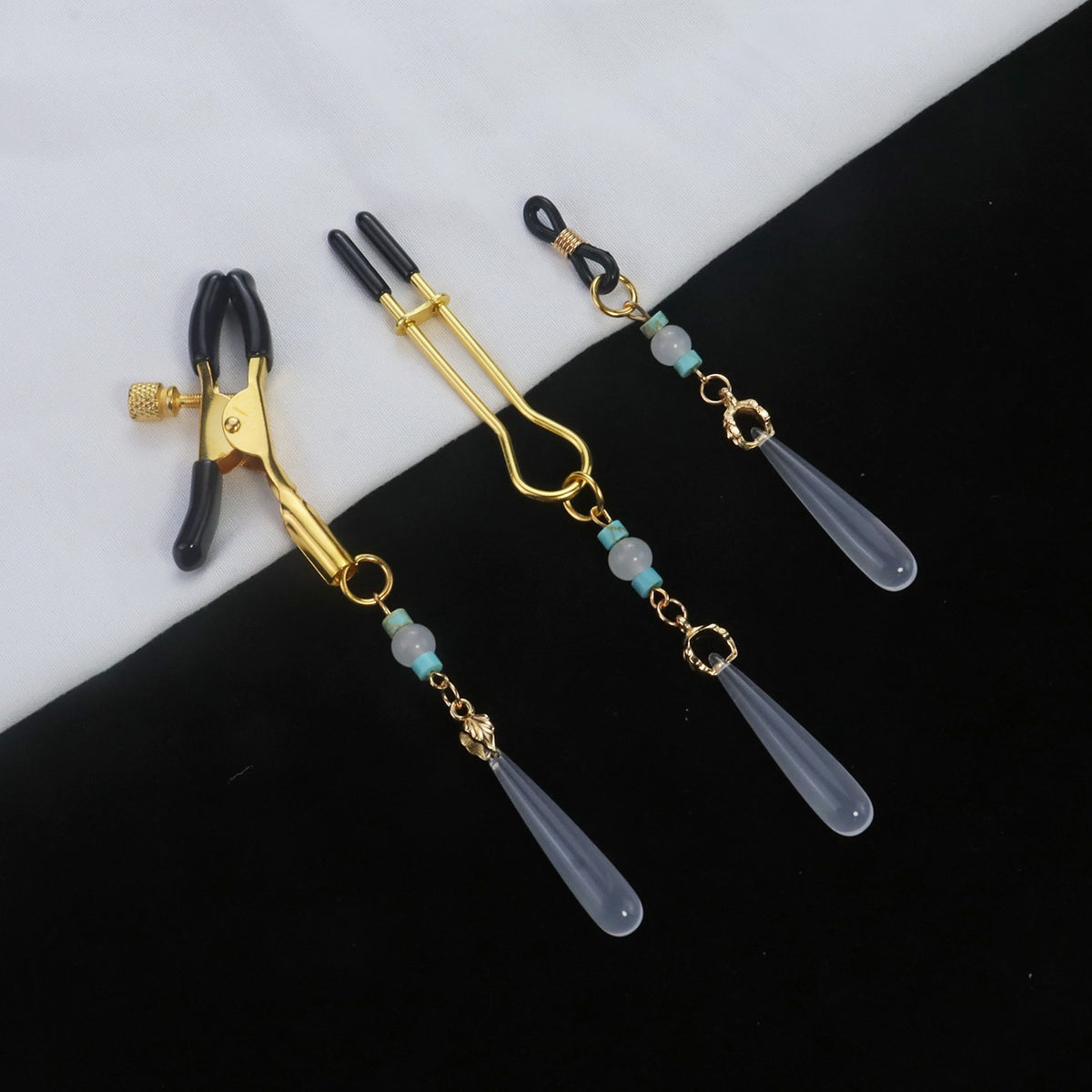 Gothic Butterfly Teardrop Pendant - Crystal Clip Attachment close-up detail | Blackyyds