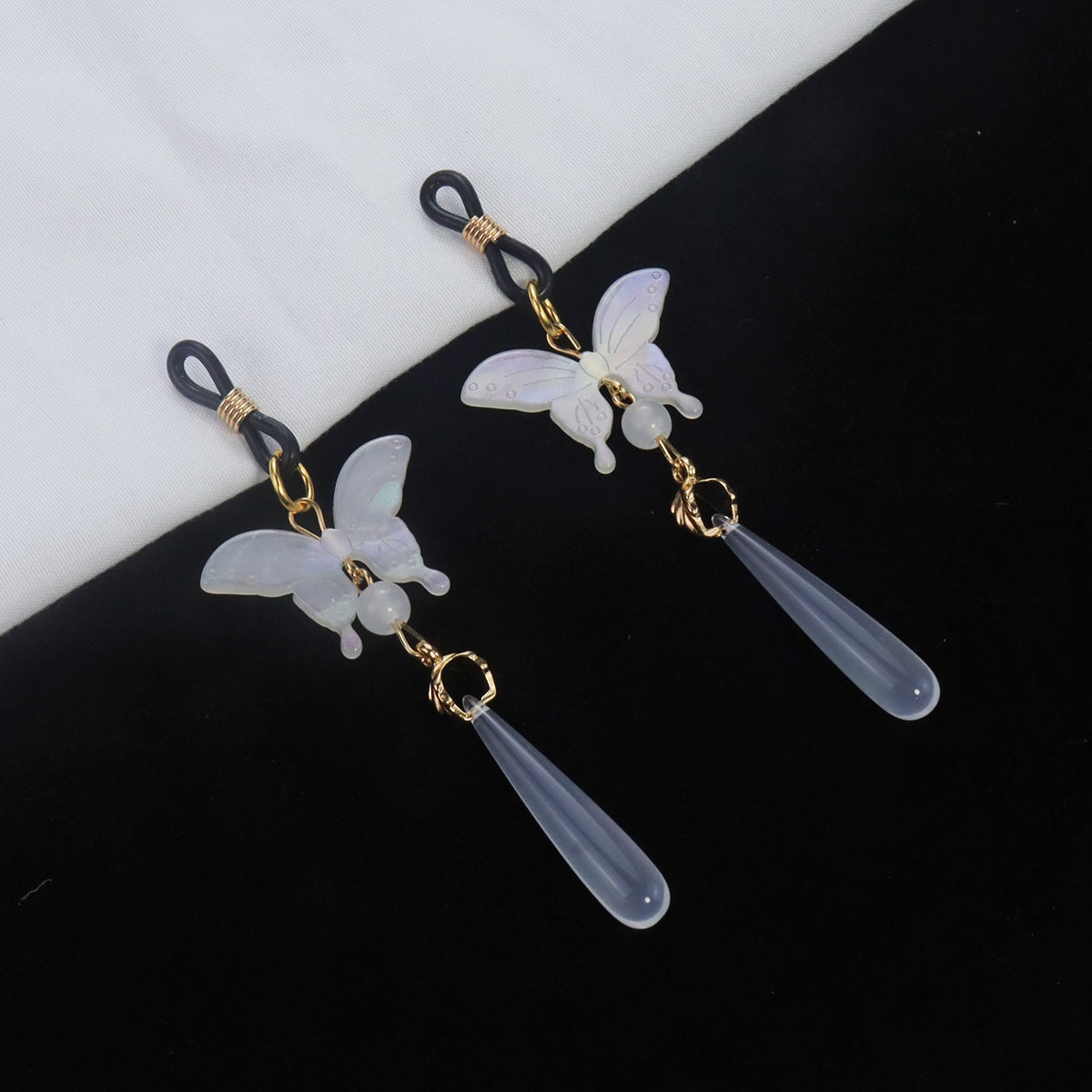 Gothic Butterfly Teardrop Pendant - Crystal Clip Attachment angle view | Blackyyds