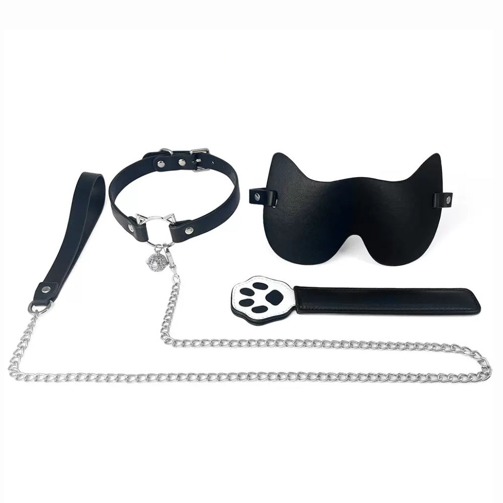 Gothic Cat Choker Bracelet Mask Set - Multicolor close-up detail | Blackyyds