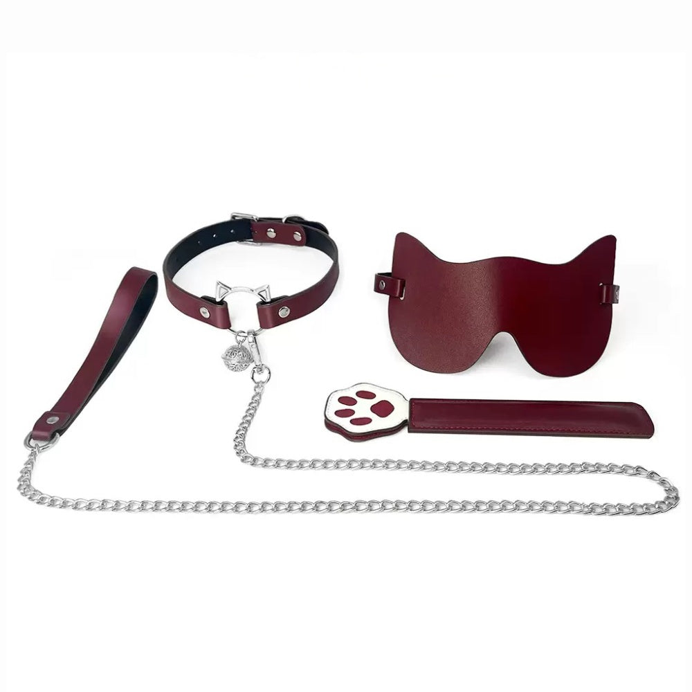 Gothic Cat Choker Bracelet Mask Set - Multicolor gothic jewelry product view 2 | Blackyyds