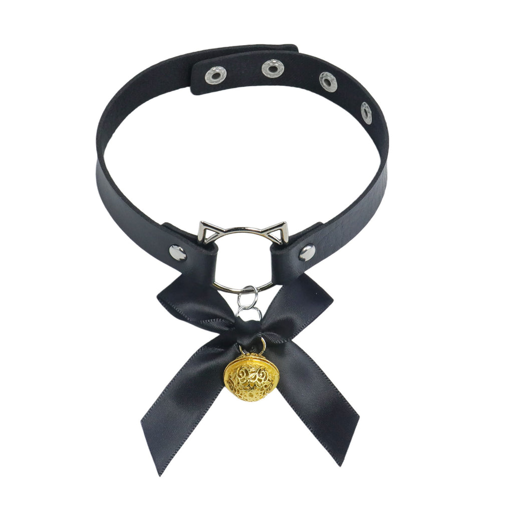 Gothic Cat Ear Bell Choker - Black close-up detail | Blackyyds