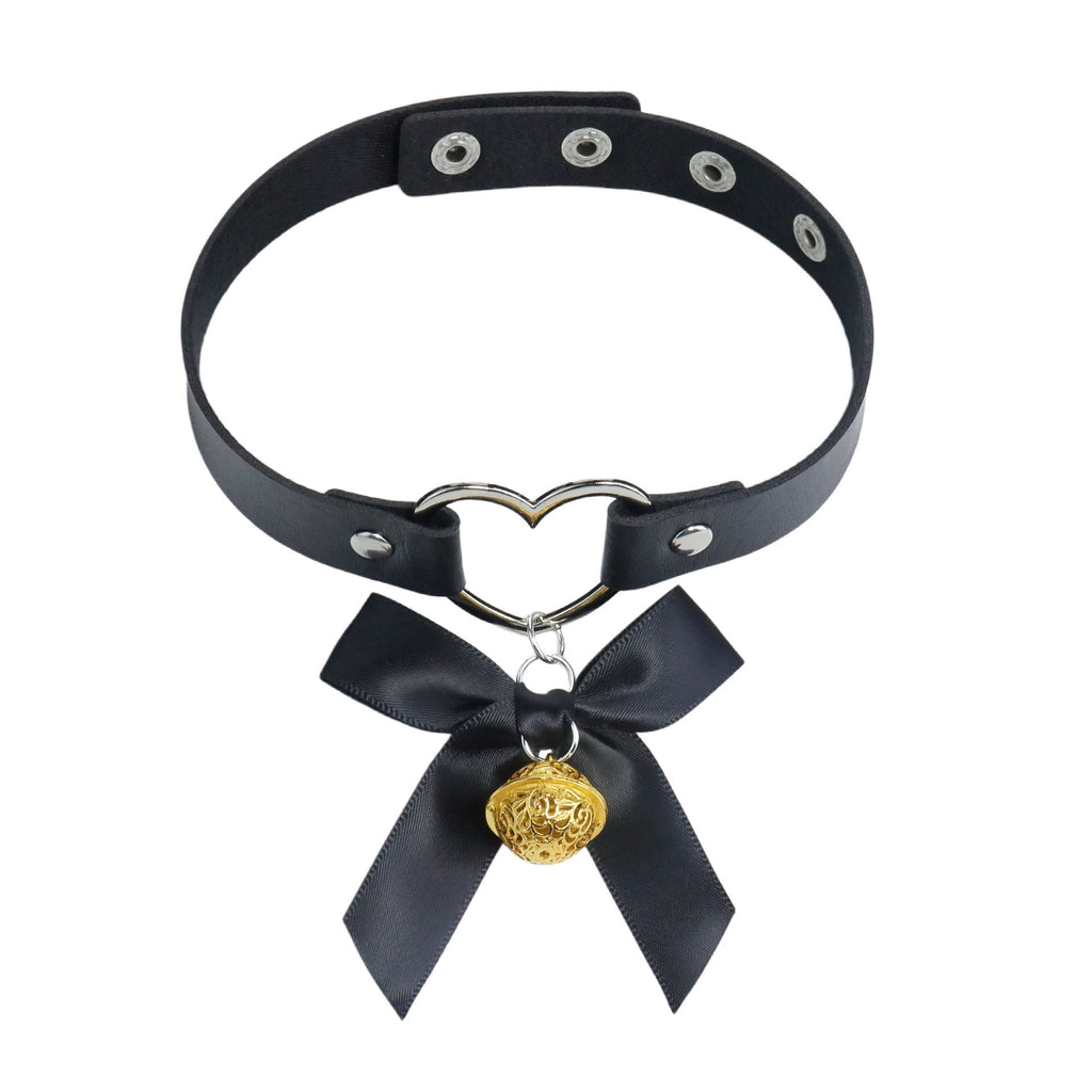 Gothic Cat Ear Bell Choker - Black gothic jewelry product view 2 | Blackyyds