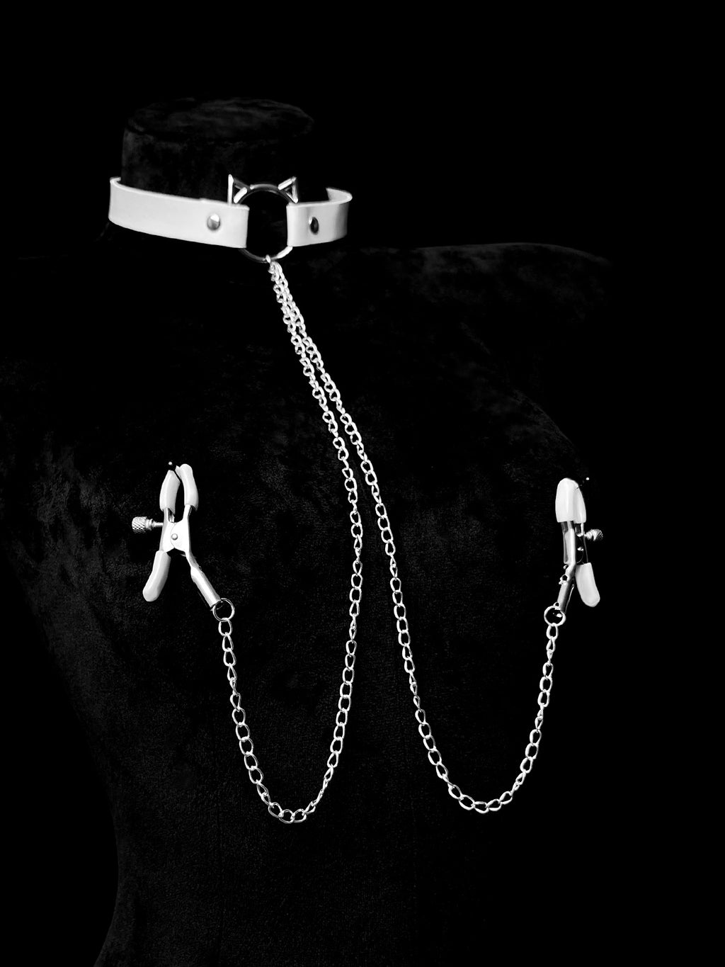 Gothic Choker - Black-and-White Clip Attachment | Alt Fashion Collar — view 2