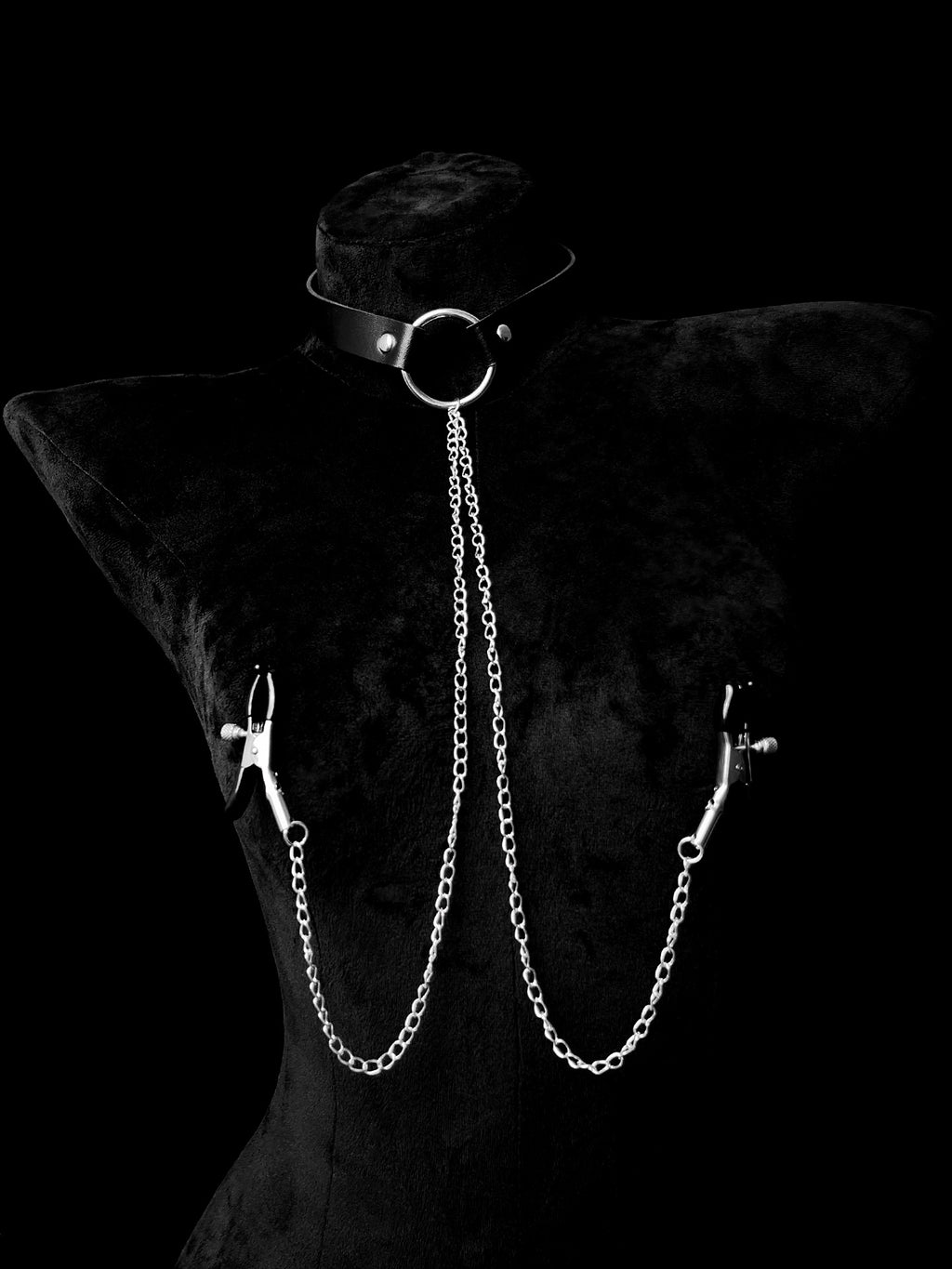 Gothic Choker - Black-and-White Clip Attachment | Alt Fashion Collar — view 3