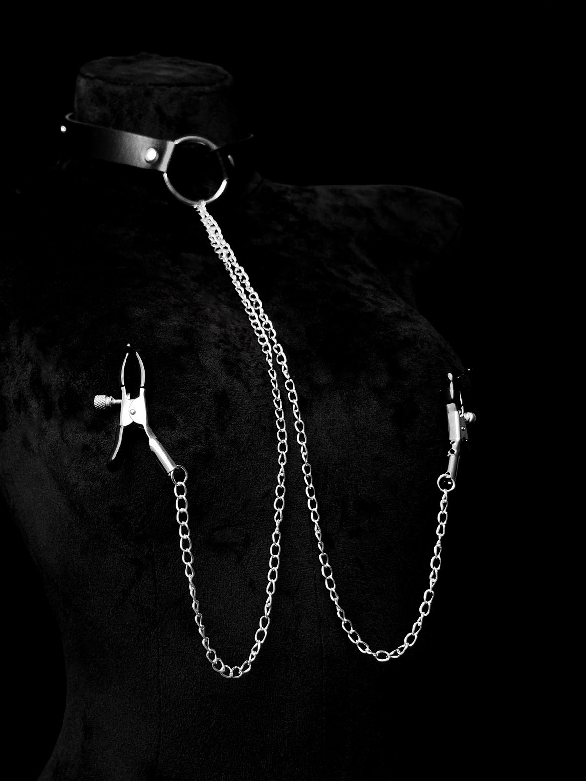 Gothic Choker - Black-and-White Clip Attachment | Alt Fashion Collar — view 4