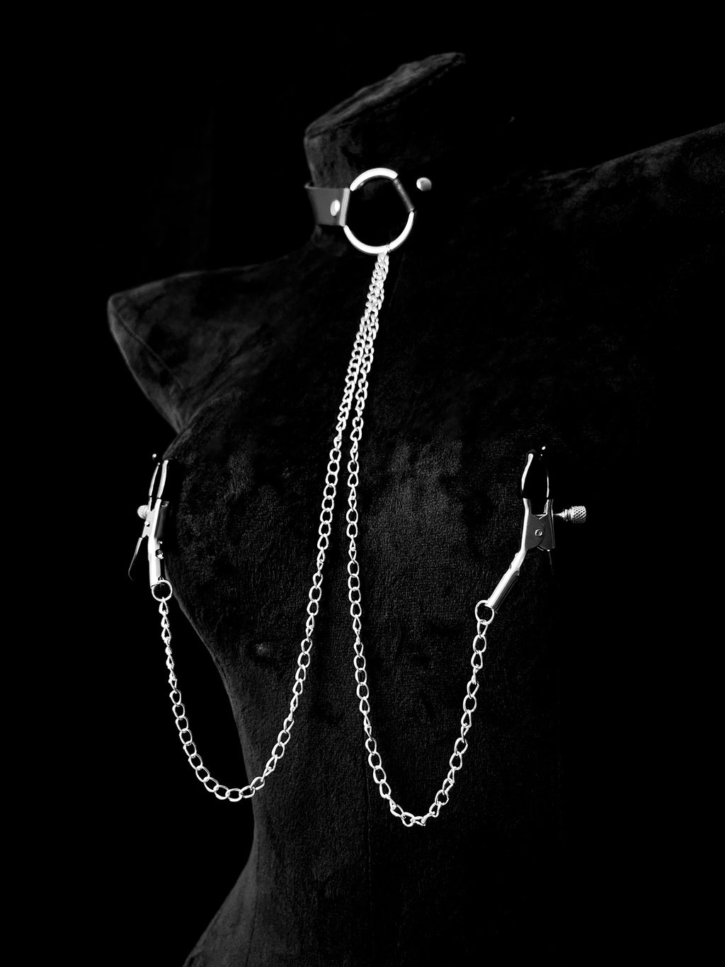 Gothic Choker - Black-and-White Clip Attachment | Alt Fashion Collar — view 5
