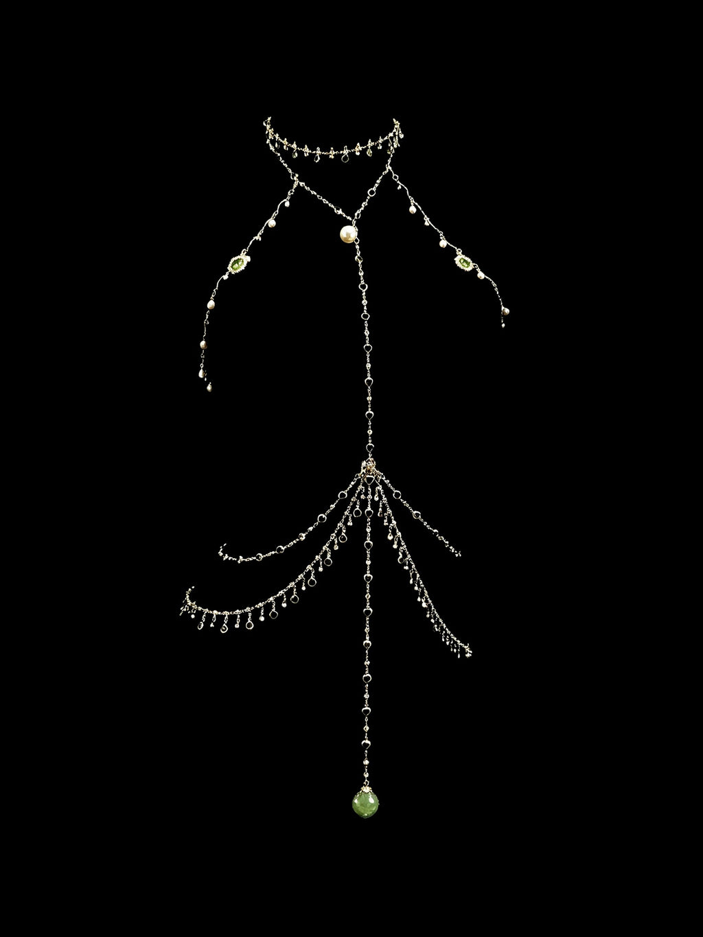 Gothic Choker - Matcha Green with Body Chain close-up detail | Blackyyds