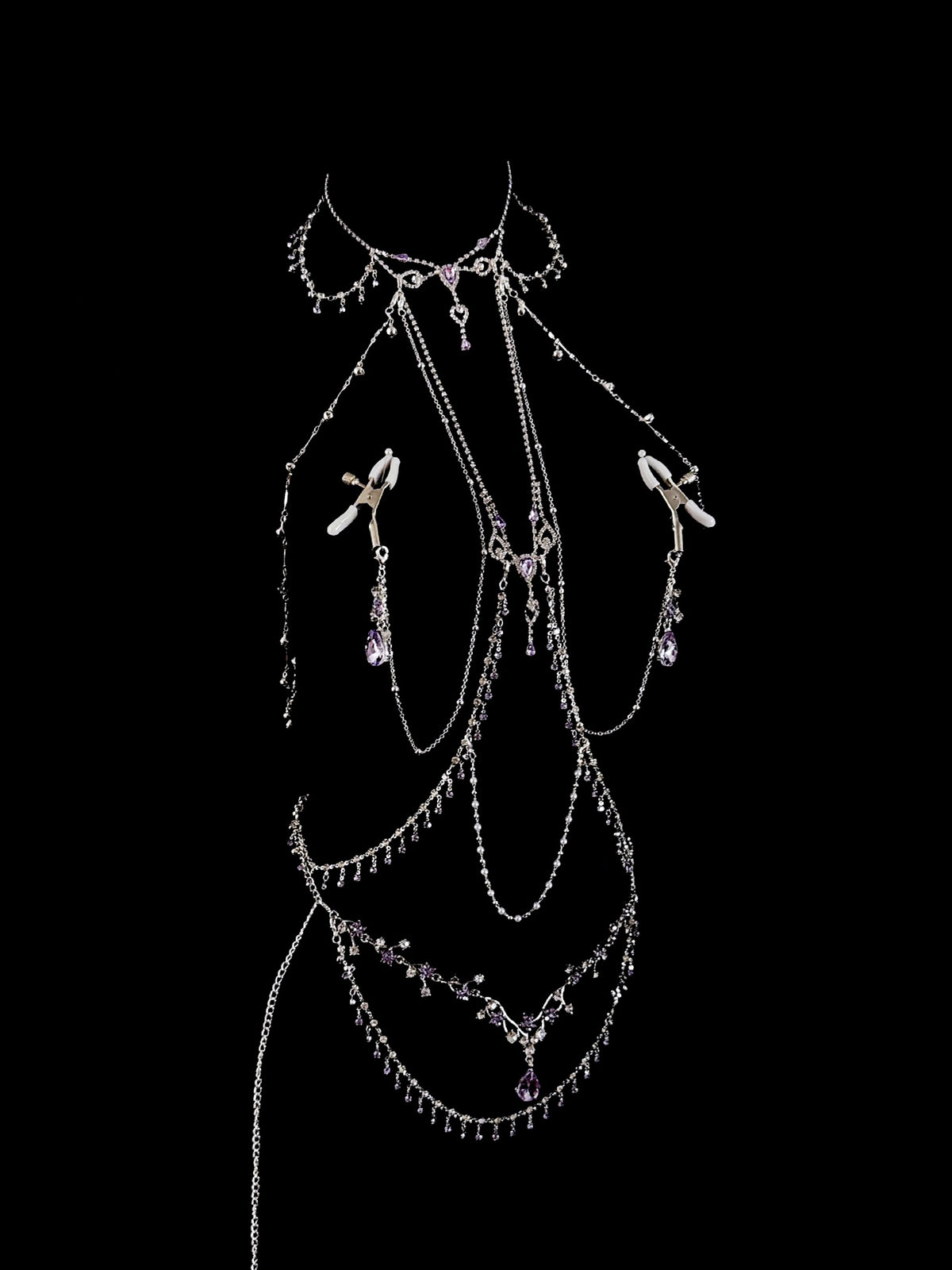 Gothic Choker - Purple with Body Chain | Blackyyds