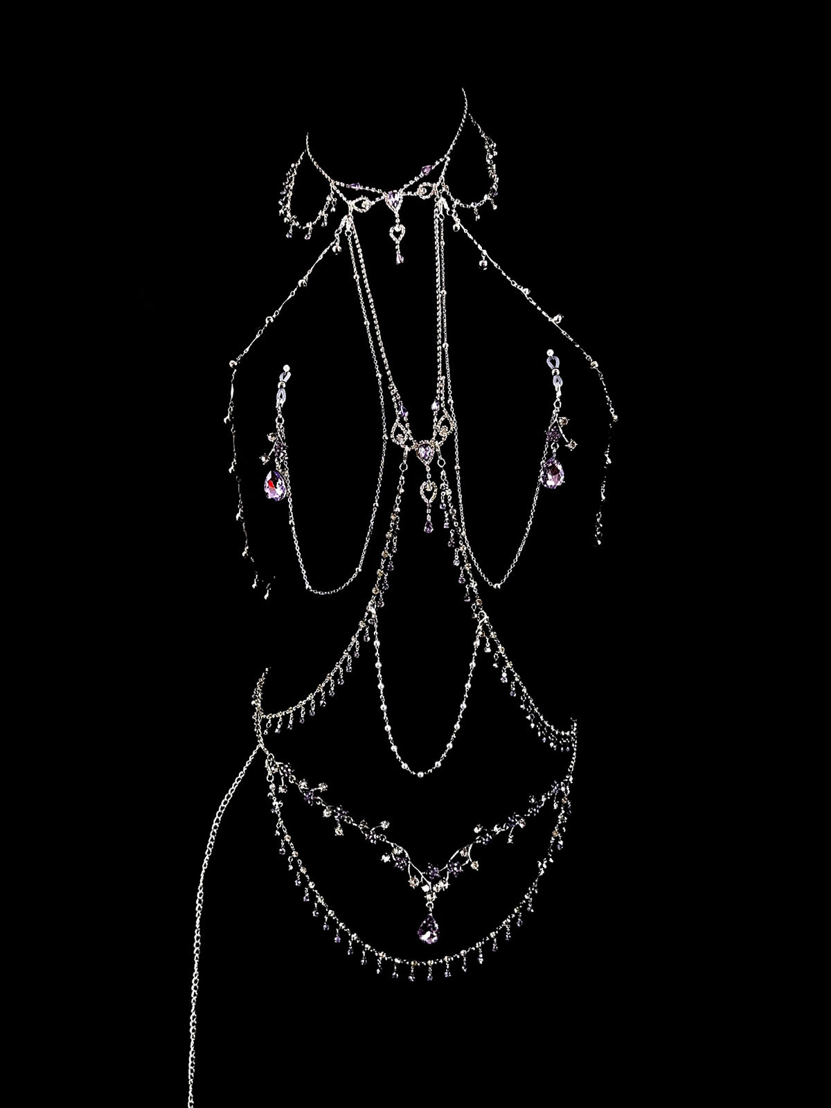 Gothic Choker - Purple with Body Chain product view 2 | Blackyyds