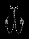 Gothic Cross Pendant - Pearl with Body Chain - gothic choker | Blackyyds