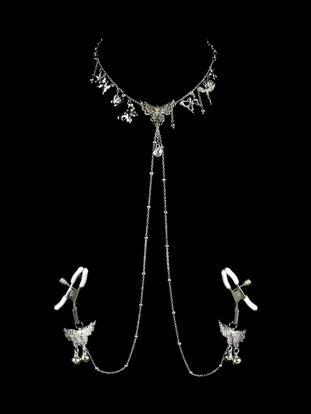 Gothic Cutout Butterfly Tassel Collarbone Necklace - Multi-Color Metal | Blackyyds